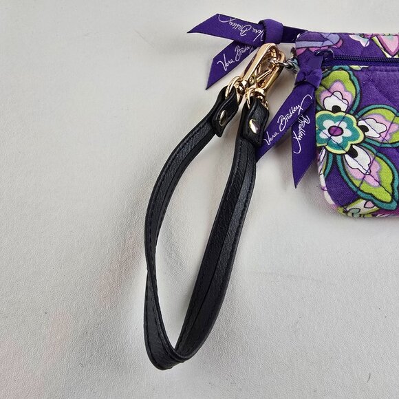 Vera Bradley Wristlet Womens Purple Floral Quilted Zip Pouch Wallet 7x4 - Picture 4 of 11